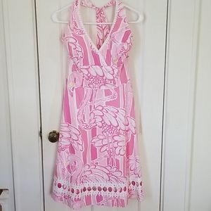Vintage Lilly Pulitzer Halter Dress Flamingos